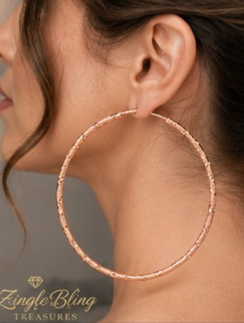 Jennifer and Company Oversized 5 Inch Rose Gold Hoop Earrings NWT